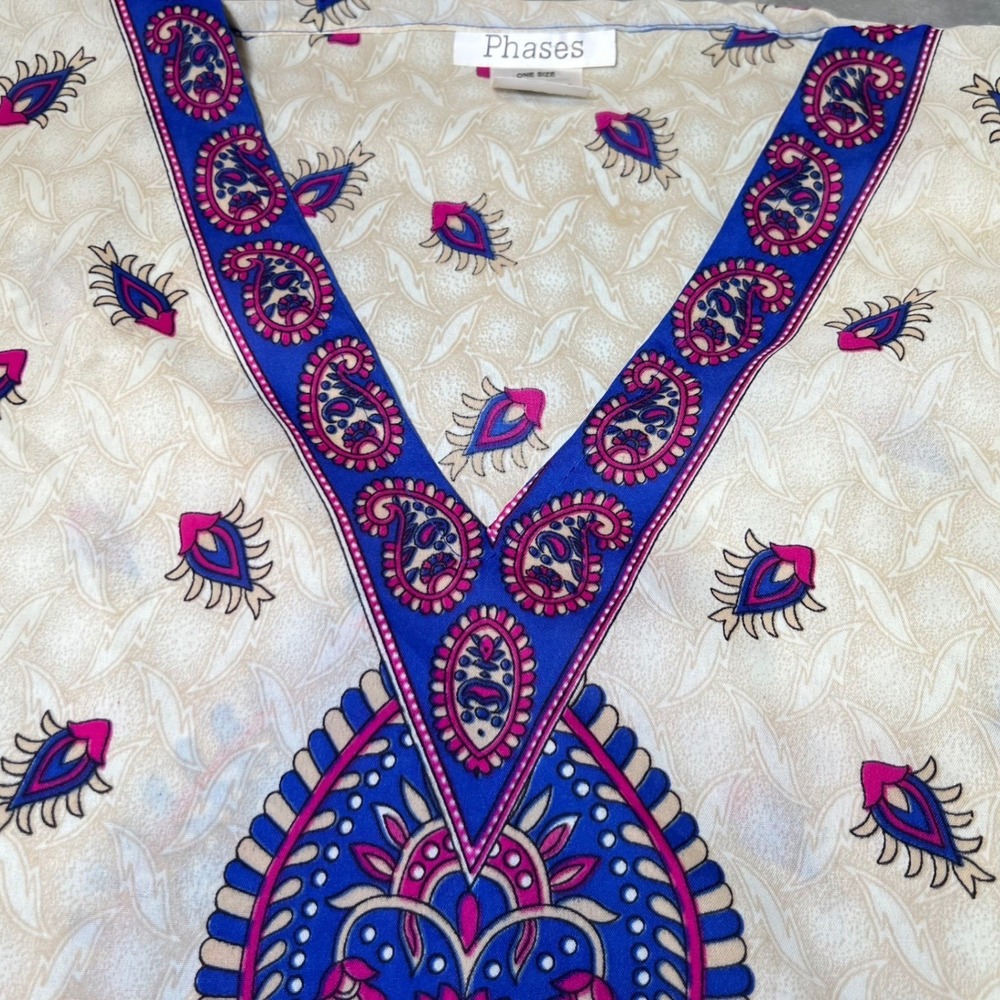 Phases Womens One SIze Kaftan Dress Paisley Boho Festival Maxi Caftan Loungewear - Picture 5 of 14